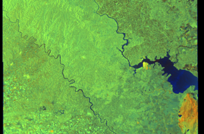 Imagem radar Sentinel-1 mais recente disponível com Porto Mauá marcada